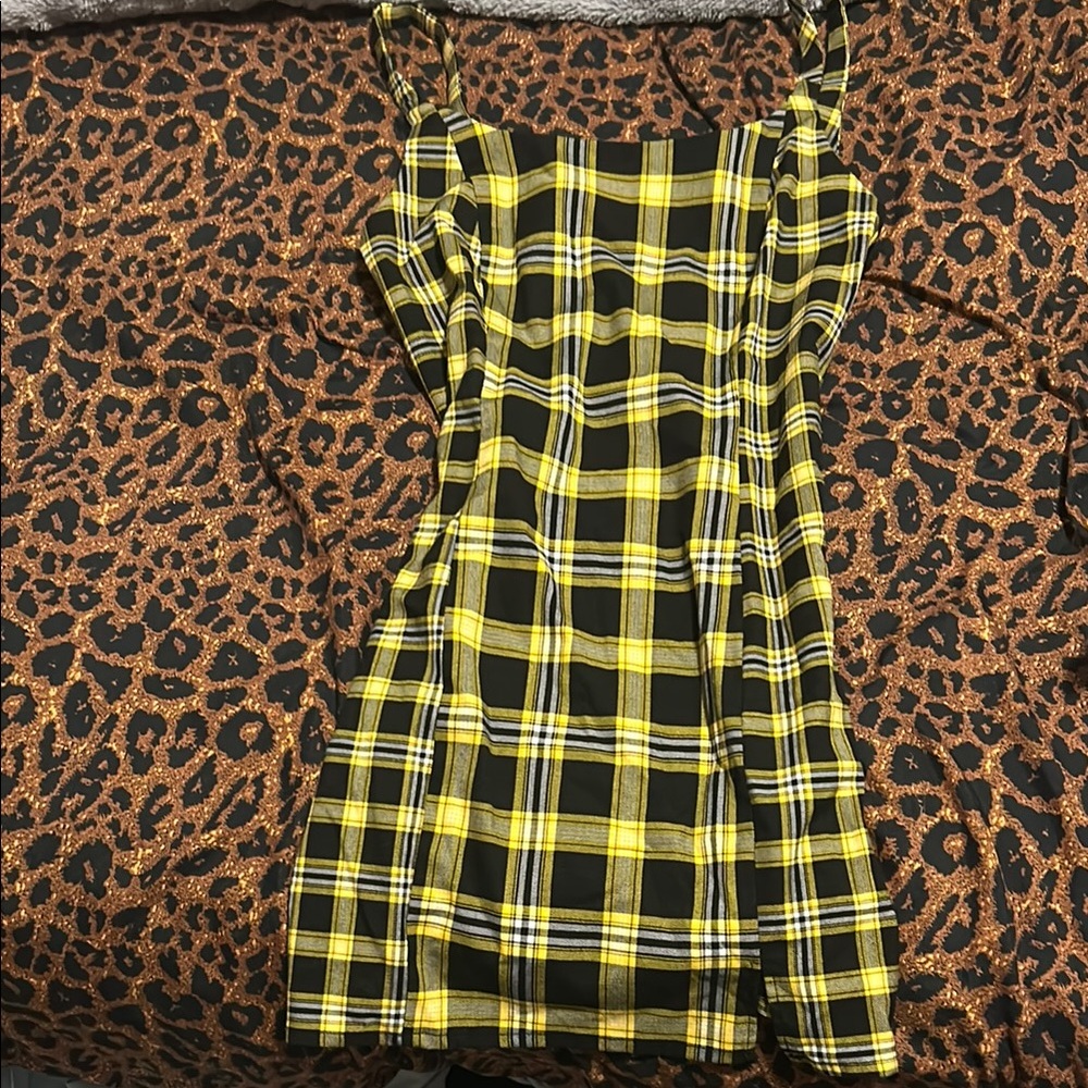 Yellow and Black Plaid Dress